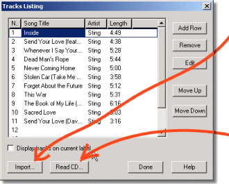 Automatically import your track list from burning software, including iTunes!
